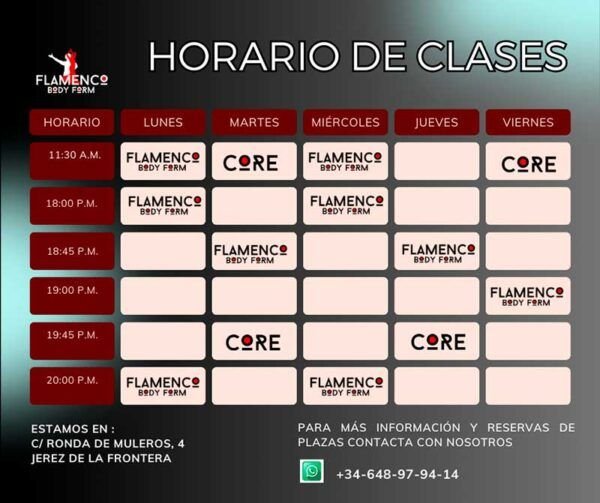 horarios flamenco body form